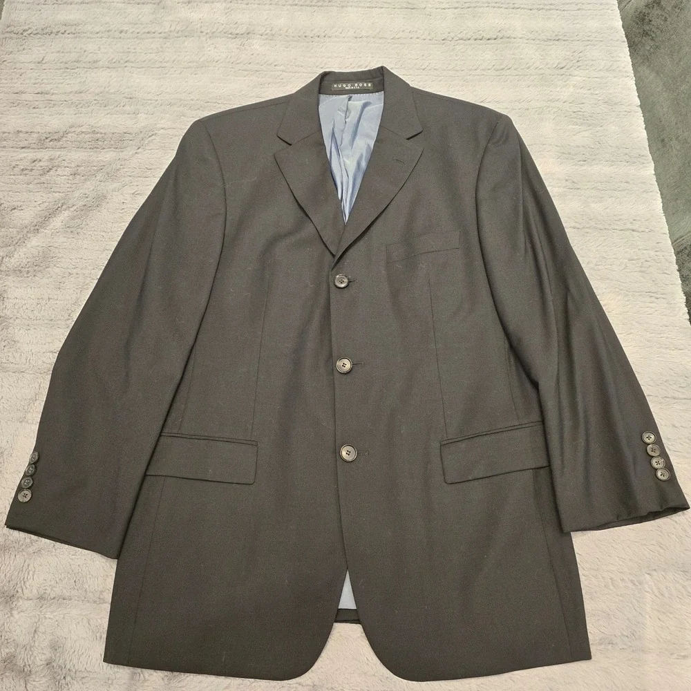 Hugo Boss Rossellini Movie U Mens 40S Black Virgin Wool 3 Button Blazer USA